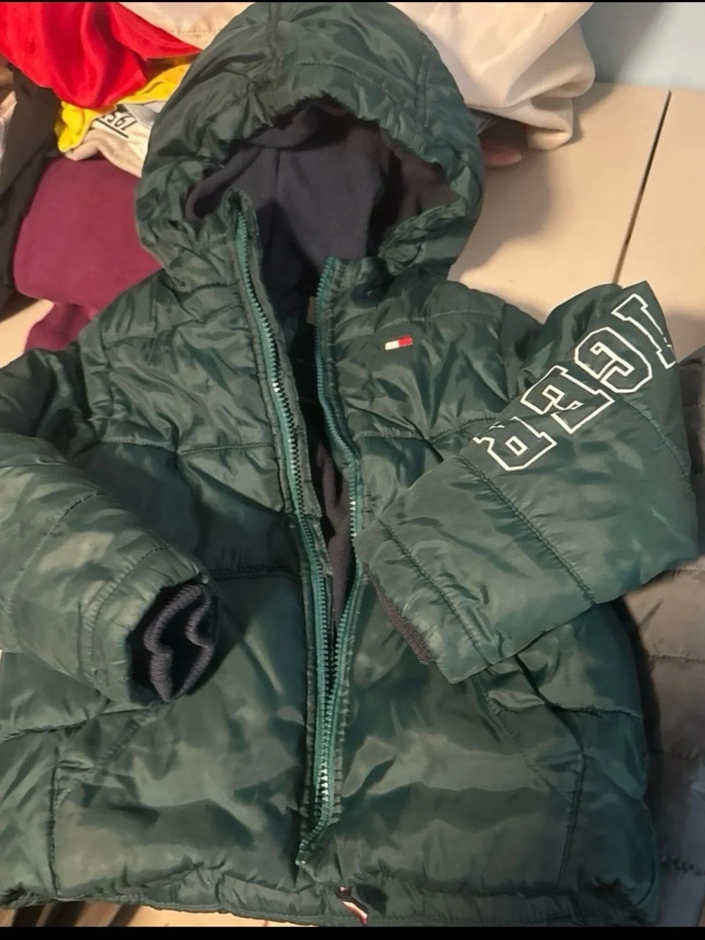 Nike Gray & Lime Hooded Kids Puffer Jacket
